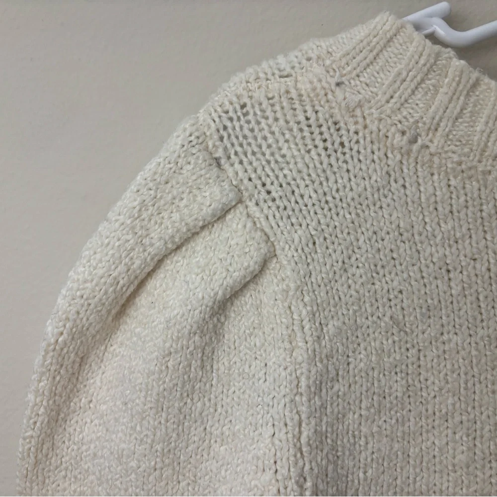 Maeve Anthropologie Cream Cropped Knit Sweater Size Small Cozy Boho - Picture 5 of 9
